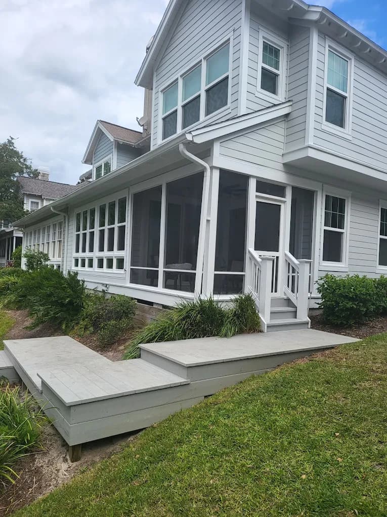All white old house