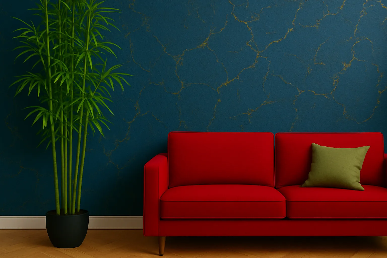 Decorative background with blue, gold, and red abstract paint strokes