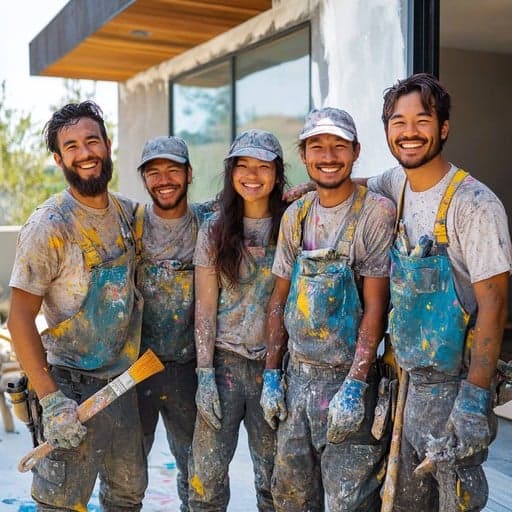 Professional Paint All Stars team working on a residential project